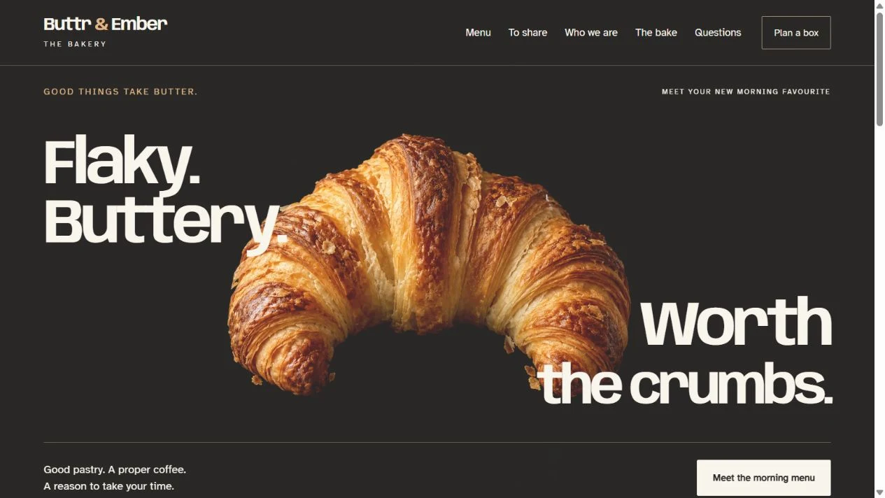 Buttr & Ember homepage showing its original identity and navigation