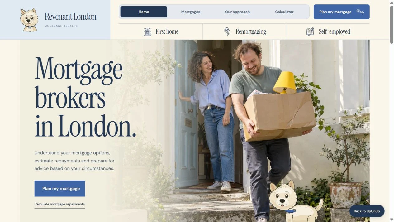 Revenant London homepage showing its original identity and navigation