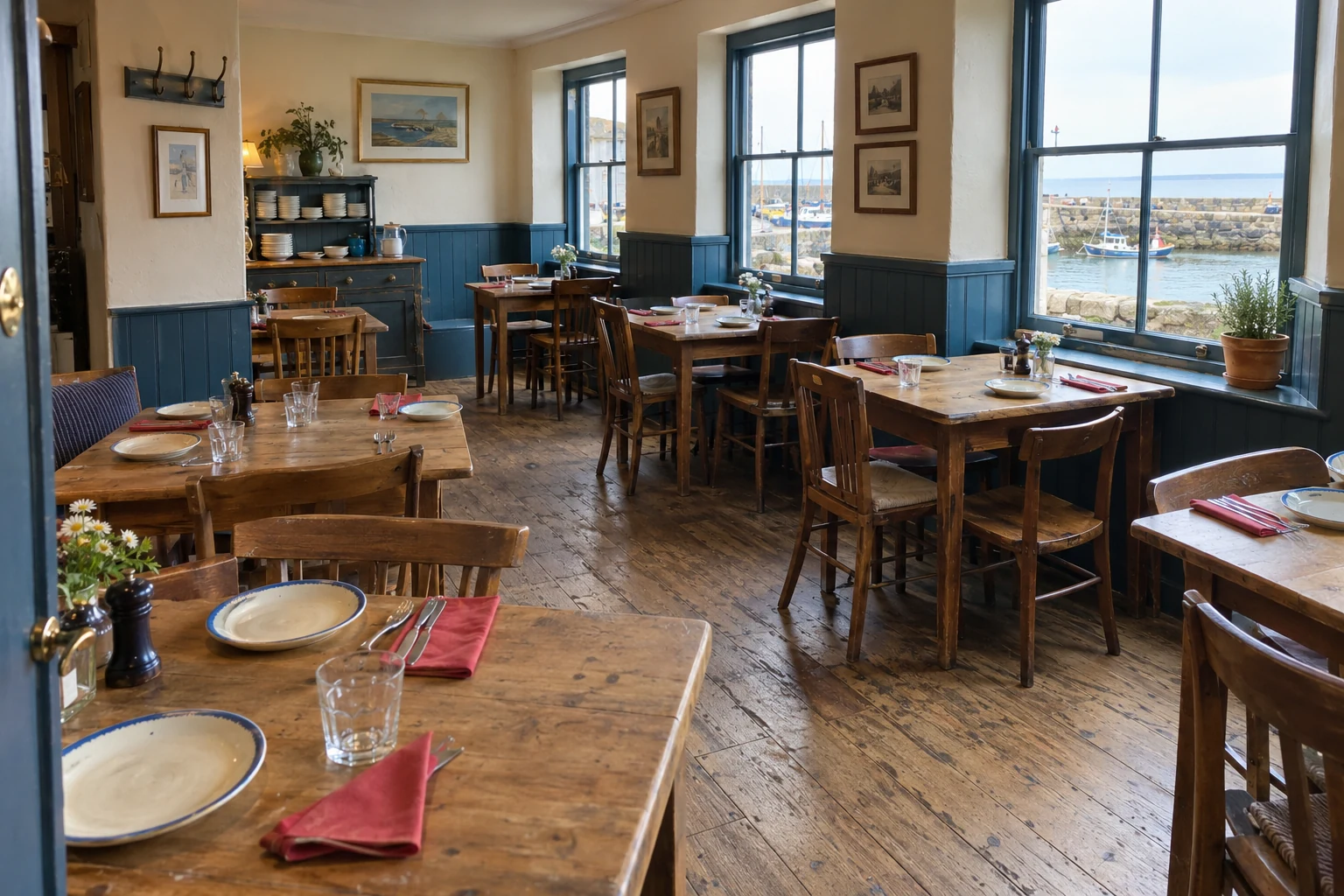 Blue and white dining room used on the Angelos website